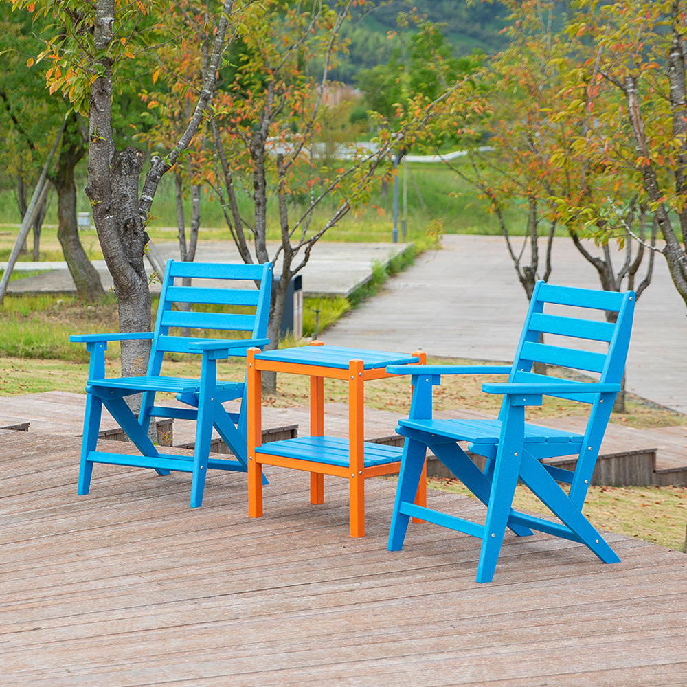 Blue Orange HDPE Outdoor Set Side Table/Chair: The Choice for Building Your Outdoor Garden, Terrace and Balcony