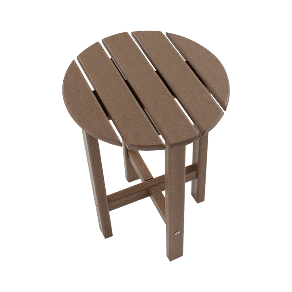 TTM009 Brown Round Outdoor Patio Weather HDPE Side Table