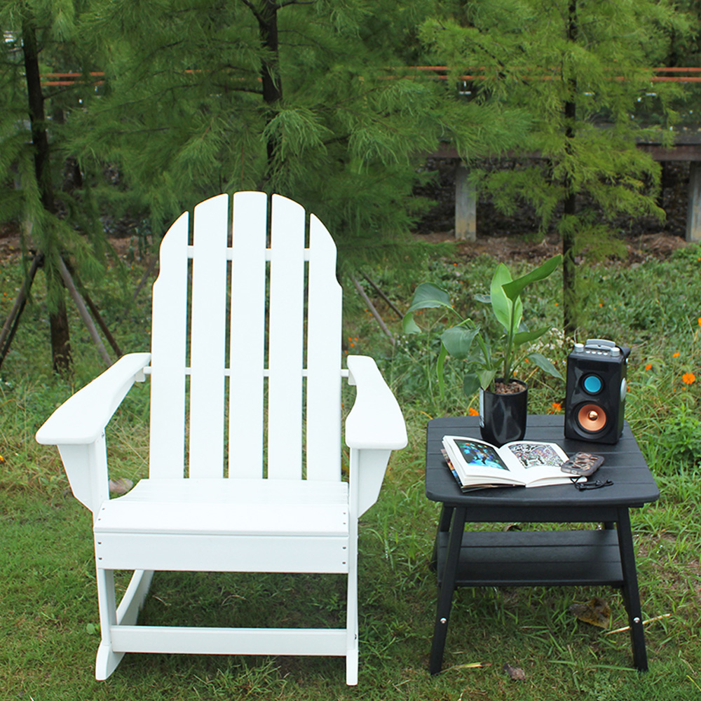 Black TTM001 Outdoor HDPE Adirondack Matching Side Table - Patio Garden Shelf Side Table